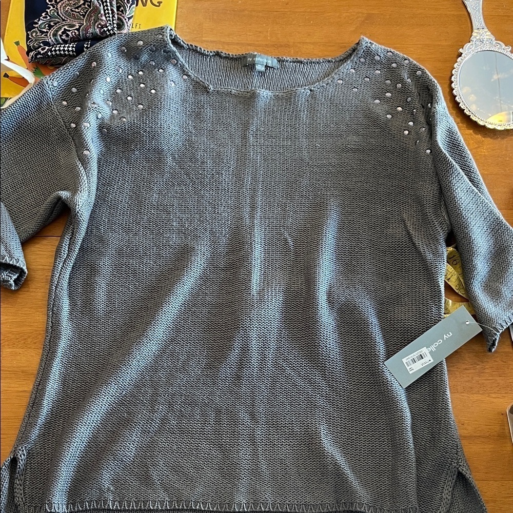 NY Collection Gray Women's Sweater with sequ